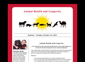 Animal Health and Longevity webpage design